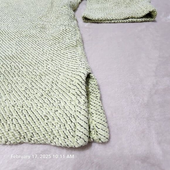 Soft Surroundings Small Cotton Green Black Marled Pullover Oversized 3/4 Sleeve - Picture 3 of 8